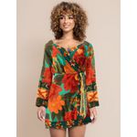Vestido Curto Florido Manga Flare