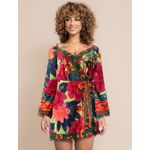 Vestido Curto Florido Manga Flare