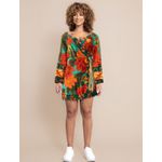 Vestido Curto Florido Manga Flare