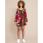 Vestido Curto Florido Manga Flare