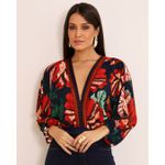 Body Selena Vermelho Estampado Exclusivo Meimi 