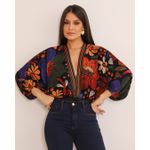 Body Selena Preto Estampado Exclusivo Meimi 