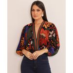Body Selena Preto Estampado Exclusivo Meimi 