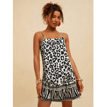 Vestido Curto Jackeline Estampa Animal Print - Preto