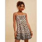 Vestido Curto Jackeline Estampa Animal Print- Marrom 