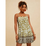 Vestido Curto Jackeline Estampa Animal Print - Amarelo