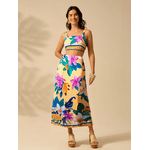 Conjunto Barbara Cropped Alcinha Saia Mid - Amarelo