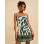 Vestido Curto Nicoly Estampa Animal Print - Verde Escuro