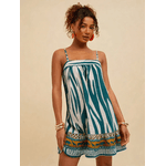 Vestido Nicoly Curto Reto Estampado - Verde Claro
