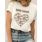 Tshirt Coração Estampada Boho