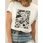 Tshirt Tropical Estampada Preta