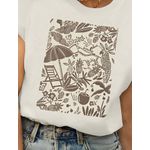Tshirt Tropical Estampada Marrom