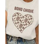 Tshirt Coração Estampada Boho