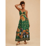 Vestido Longo Clarice Estampa Florida - Verde