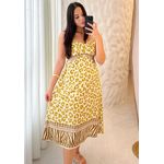 Vestido Midi Luana Estampa Animal Print - Amarelo 