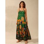 Vestido Longo Maisa Decote Reto Estampa Florida - Verde
