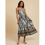 Vestido Mari Midi Animal Print - Preto