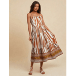 Vestido Mari Midi Animal Print - Marrom