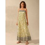 Vestido Longo Raquel Estampa Animal Print - Amarelo