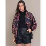 Kimono Feminino Manga Morcego Cardigan Forrado Estampado Caju 