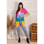 Kimono Cardigan Barbie Sueter Tricô Colorido Neon Arco Iris Inverno 2019