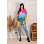 Kimono Cardigan Barbie Sueter Tricô Colorido Neon Arco Iris Inverno 2019