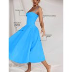 Vestido Feminino Midi Bojo Alça Fina - Azul