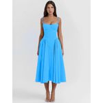 Vestido Feminino Midi Bojo Alça Fina - Azul