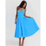 Vestido Feminino Midi Bojo Alça Fina - Azul