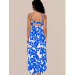 Vestido Tati Longo Floral de Alcinha - Azul
