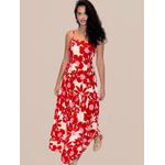 Vestido Tati Longo Floral de Alcinha - Vermelho