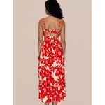 Vestido Tati Longo Floral de Alcinha - Vermelho