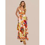 Vestido Stela Longo Amarração Estampado - Florido