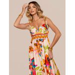 Vestido Stela Longo Amarração Estampado - Florido