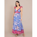 Vestido Longo Camila Estampado Azul Claro