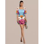 Vestido Amanda Curtinho Tubinho Floral - Azul