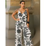 Macacão Elisa Pantalona Estampa Boho - OFF