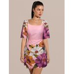 Vestido Amanda Curtinho Tubinho Floral Rosa 