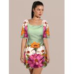 Vestido Amanda Curtinho Tubinho Floral Verde