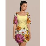 Vestido Amanda Curtinho Tubinho Floral Amarelo