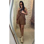 Vestido Curto Vivi Franja Alcinha Fina - Caqui