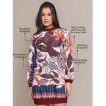 Vestido Feminino Manga Longa Casual Estampado Gola Alta Moda
