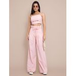 Conjunto Jessica Pantalona + Cropped - Rosa Claro