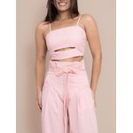 Conjunto Jessica Pantalona + Cropped - Rosa Claro