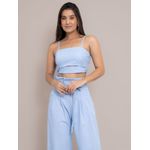 Conjunto Jessica Pantalona + Cropped - Azul
