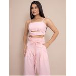 Conjunto Jessica Pantalona + Cropped - Rosa Claro