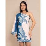 Vestido Feminino Curto Manga Nula- Azul