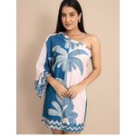 Vestido Feminino Curto Manga Nula- Azul