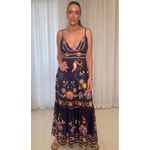 Vestido Longo Luiza Decote V - Azul