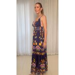 Vestido Longo Luiza Decote V - Azul